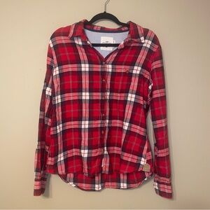 H&M LOGG red plaid flannel with corduroy elbow patches